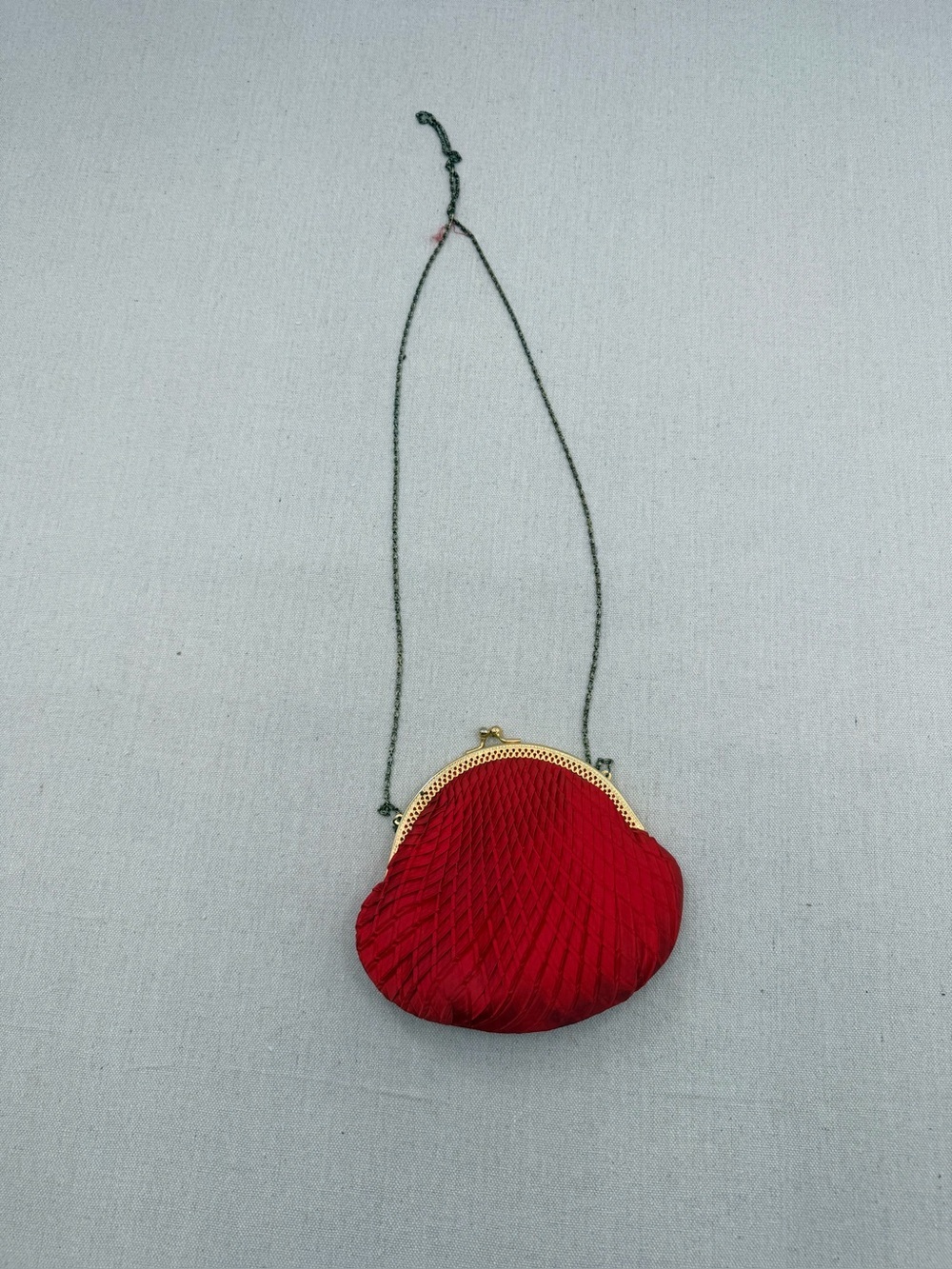 Claire’s Gold-Trim Red Shell Evening Clutch with Chain Strap
